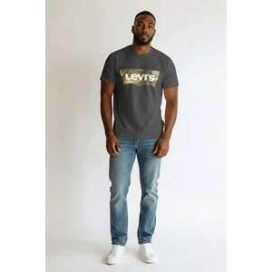 Mens Levi Strauss Co Gray Camo Batwing Logo Graphic T‎ Shirt, Size XXL, NWT